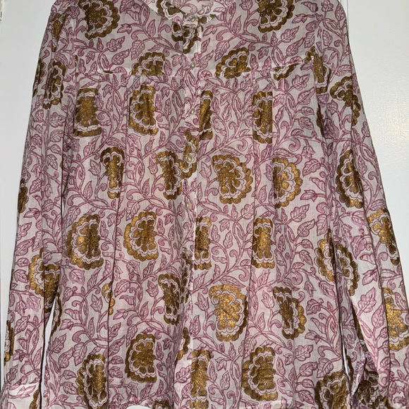 Oliphant Pink and Gold Floral Blouse - Picture 3 of 9